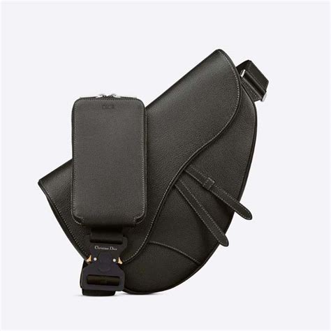 Saddle Watch Case Black Grained Calfskin 